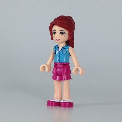 Mia, Magenta Layered Skirt, Medium Azure Top with Cross Logo